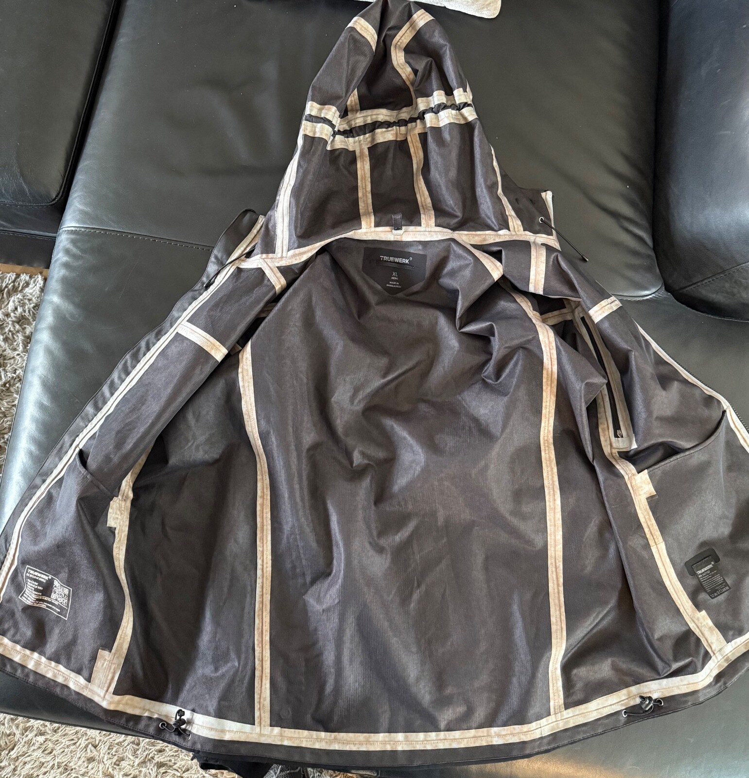 Truewerk S2 Stormshell Jacket XL Mens Black Full Zip Work Rain Jacket