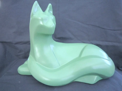 VTG Haeger Pottery USA Large (14”x 10”) Green Sitting Ceramic Cat With Tag
