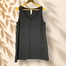 B Mini Dress Women M Medium Black Polka Dot Short V-Neck Sleeveless Pockets