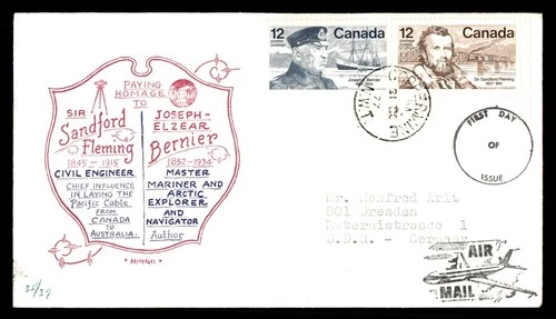 Mayfairstamps Canada FDC 1977 J Bernier and Ship S Fleming and Train First Day C