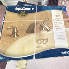 AquaSource High Arc Brushed Nickel Roman Bathroom Sink Faucet Lever Handles
