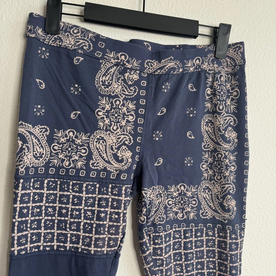 Free People boho patchwork blue leggings size small - Image 4 of 4