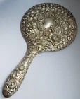 SUPERB V HEAVY 466g LARGE 11.5" ANTIQUE 1927 SOLID STERLING SILVER VANITY MIRROR