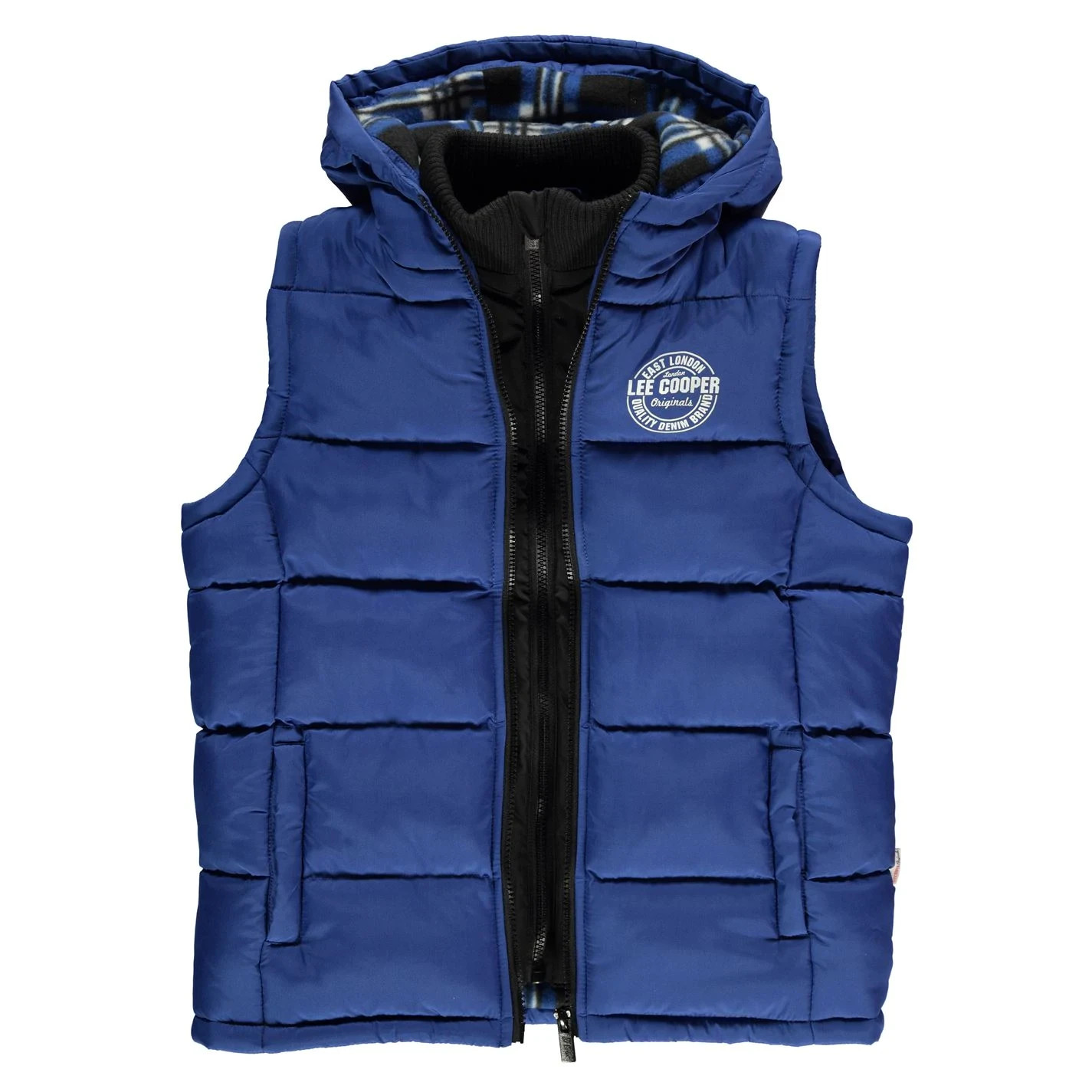 Lee Cooper Padded 2 Zip Gilet Vest Hood Royal Blue Boys Size 11-12 RRP £47.99 image 10