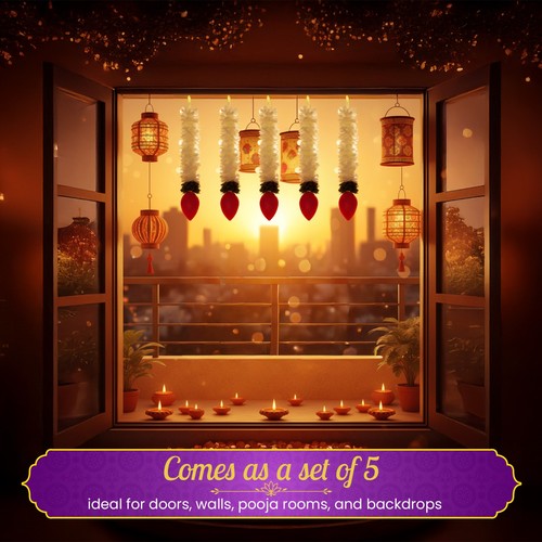 STORE INDYA Diwali Wandbehang Deko, 5er Set - Bild 7 von 8