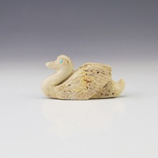 NATIVE AMERICAN ZUNI FISHROCK SWAN FETISH BY MICHAEL COBLE