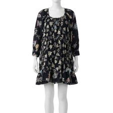 Free People Dress Size S Floral Boho Long Sleeve Mini Tassel Feminine OB1666374