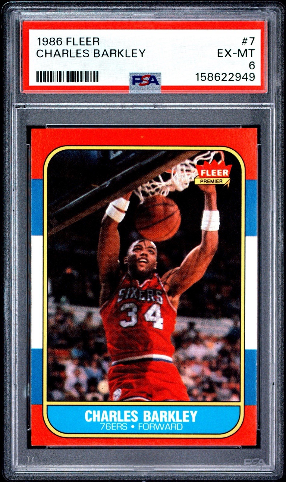 1986-87 Fleer - Charles Barkley #7 (RC) PSA 6