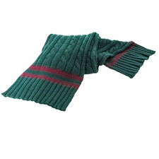 VTG 90s Polo Ralph Lauren Scarf Green Burgundy Stripe Chunky Knit Academic Gorp