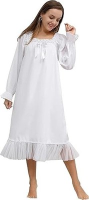 Girls 100% Cotton Nightgown Lace Trim Square Neck Ruffle Hem Sleepwear - 610 YOU