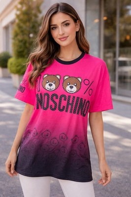 Moschino Women's Teddy Bear Graphic Print Relaxed Fit T-Shirt Pink