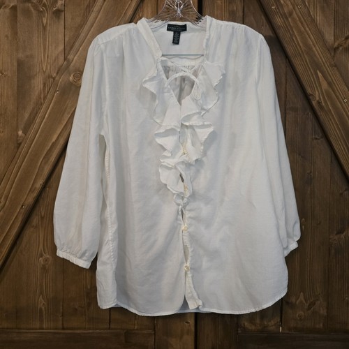 Lauren Ralph Lauren Women's Ruffle Button Tie Blouse Shirt Size XL