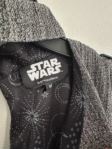 Her Universe Shimmery Metallic Star Wars Silver & Black Wrap Dress Medium Stretc - Picture 3 of 5