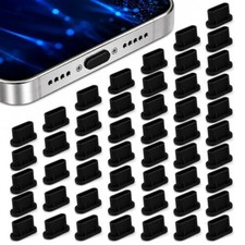 USB C Dust Plugs 50 Pack with Cleaning Brush, Charging Port Covers, Black