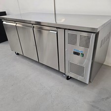 Bench Fridge Triple 3 Door Upstand Stainless 417L Kitchen Commercial Catering...