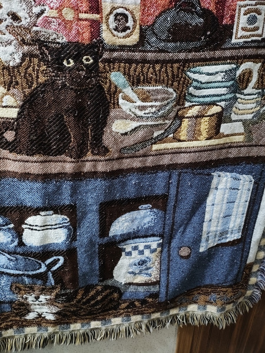 Tenture Murale Vintage Avec Motifs De Chats - Dimensions 54x43 Cm, Multicolore, Décoration Bohème
