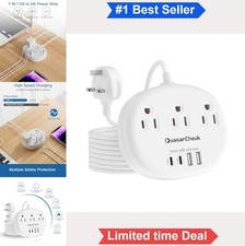 US to UK Travel Plug Adapter Type G 7 in 1 3250W 5FT Extension Cord with USB