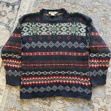 Vintage 90s Eddie Bauer Womens Knit Sweater Size Small S Fair Isle Grandma