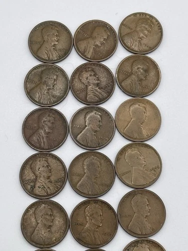 1909 P LINCOLN WHEAT PENNIES Copper Coin 1c Penny Cent VG Lot Of 18 Coins