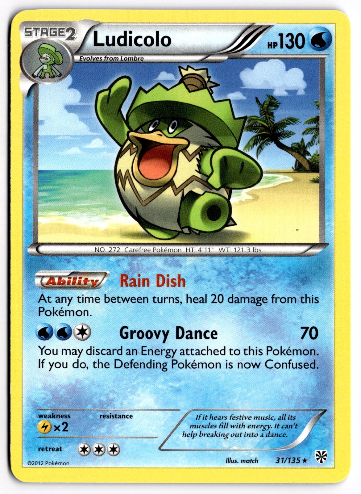 Pokemon TCG Ludicolo 31/135 Plasma Storm Rare NM