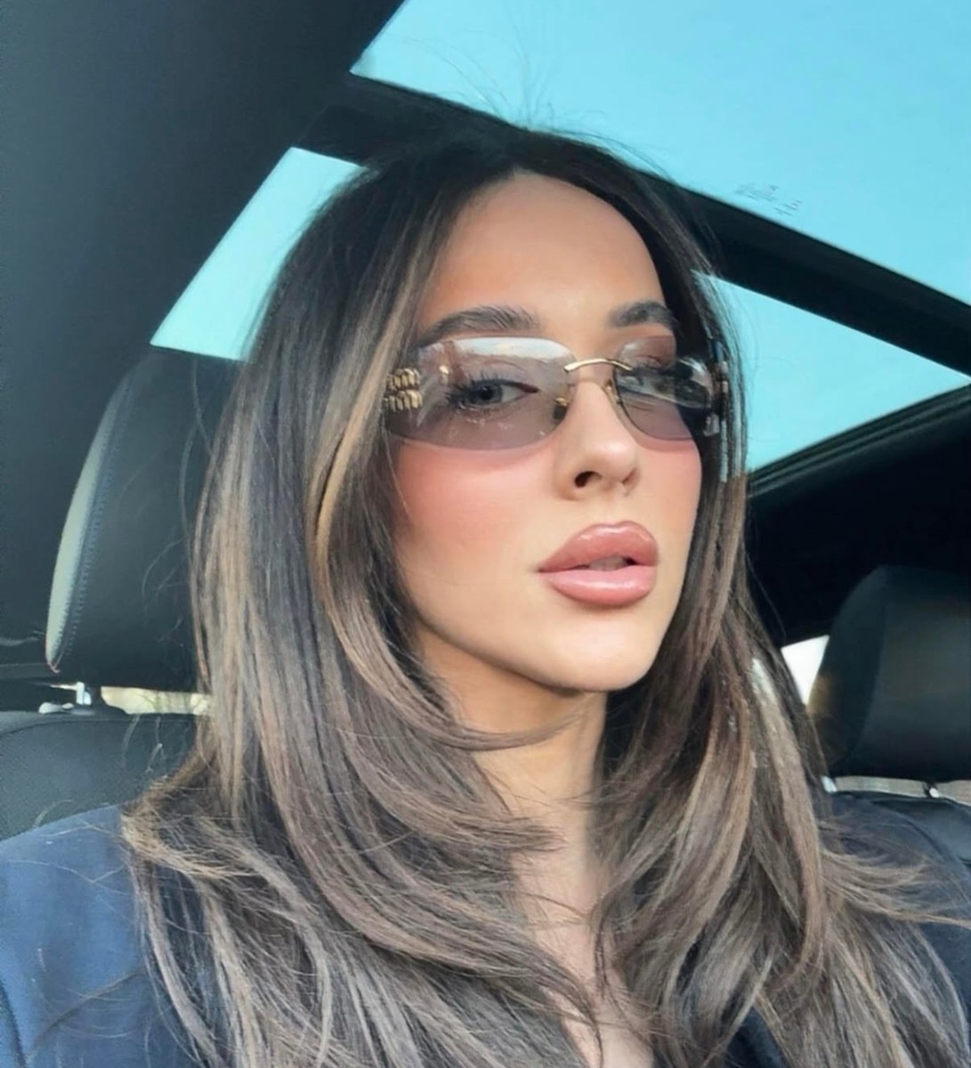 Authentic Pair Of Miu Miu Gold-Tone Rimless Sunglasses with Gray Lenses Miu Miu MU A51S Pale Gold Gray Shield Rimless Women  main image 2