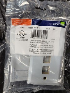 FOUR Leviton 3-Port 43080-1S3 QuickPort Wallplate, Single Gang, Stainless Steel