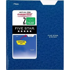 Five Star Awesome 2-Pocket, 3-Prong, No Stay-Put PAPER Folders, Select Below