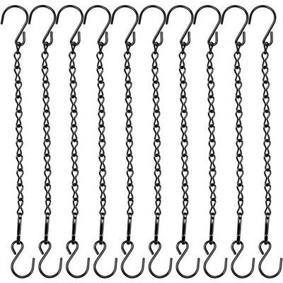 10 Pcs Black Hanging Chains with Hooks for Bird Feeders Planters Lanterns