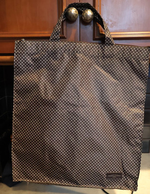Max Mara Weekend Brown Polka Dot Nylon Bag Zipper  Tote 14'' x 15'' x 2''