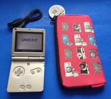 NINTENDO GAME BOY ADVANCE SP SILVER CONSOLE ALL ORIGINAL CASING, see description
