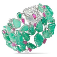 18K White Gold 3.50ct Diamond and Colored Gemstone Garden Bracelet