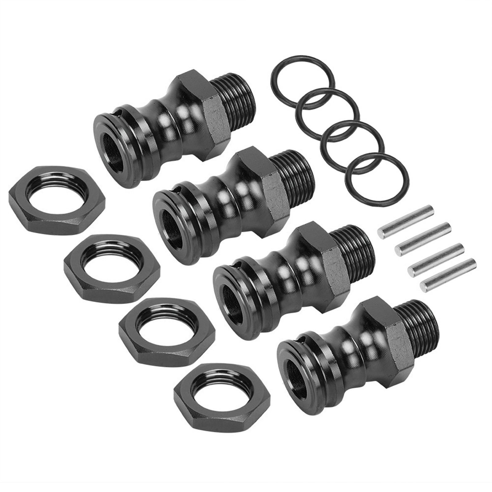 BLACK 4pcs Aluminum Alloy 17mm Hex 23mm Wheel Extension Adapter For 1/8 RC LW