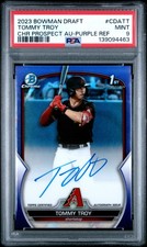 2023 BOWMAN DRAFT CHROME PRSPCT AUTO PURPLE REFRACTOR TOMMY TROY 198/250 PSA 9