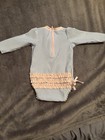 RuffleButts Baby Girls One Piece Swimsuit 6-12 Months, Long Sleeve Seersucker — photo 2