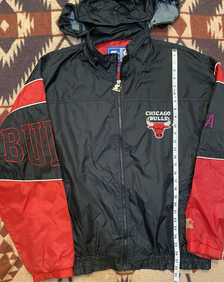 Chaqueta cortavientos vintage Starter Chicago Bulls NBA para hombre talla XL 90s colorblock Foto 2 de 4