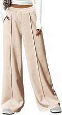 Women's Casual Pants Wide Leg Sweatpants High Fleece, Size Large