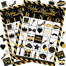 New Years Games for Kids Adults, New Years Bingo Cards 24 Players for Family
