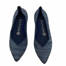 Rothy's The Point Indigo Heather Blue White Knit Ballet Flats Size 6 Washable