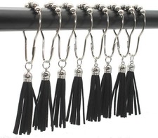 12 PCS Black 304 Stainless Steel Shower Curtain Hooks Rings Rust Resistant