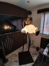 Quatropi Silhouette 190cm LED Sculpture Floor Lamp Matt Black Globe Shade