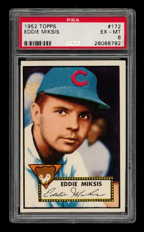1952 Topps Set-Break #172 Eddie Miksis PSA 6 EX-MT