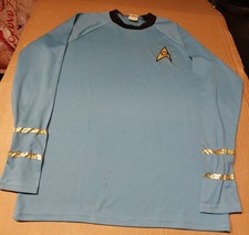 Vintage Rubie  s Men's L Spock TOS Blue Science Medical Star Trek Costume Shirt