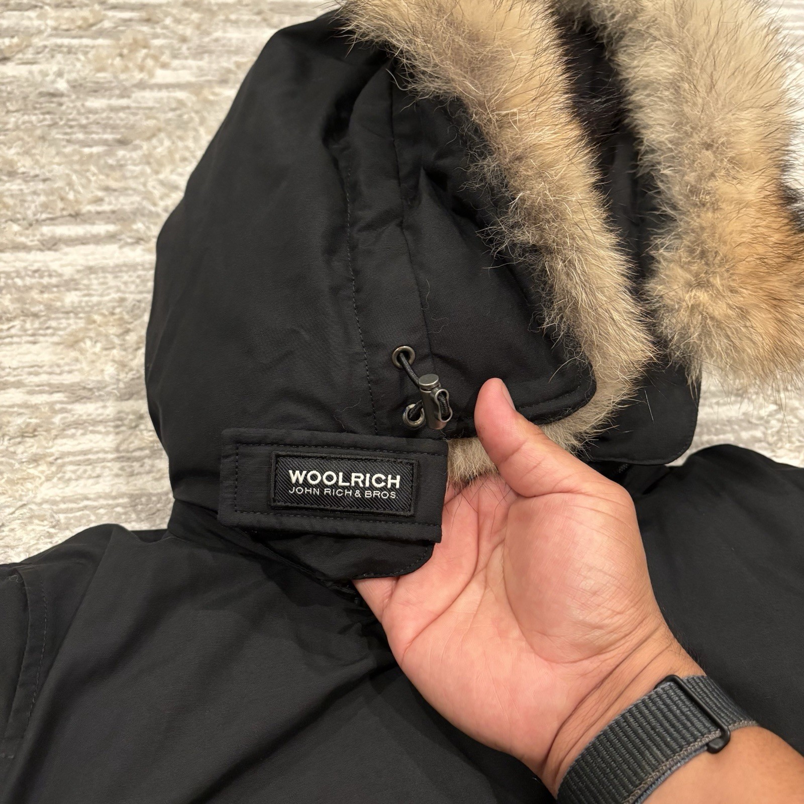 Woolrich Arctic Parka Down Coyote Fur Trim Jacket Women’s Medium Zip Button Rare image 5