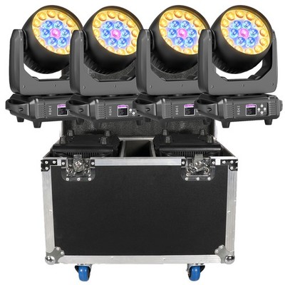 4PCS 285W 19LED Moving Head Light RGBW Zoom Beam Stage Wash Lighting DJ Party