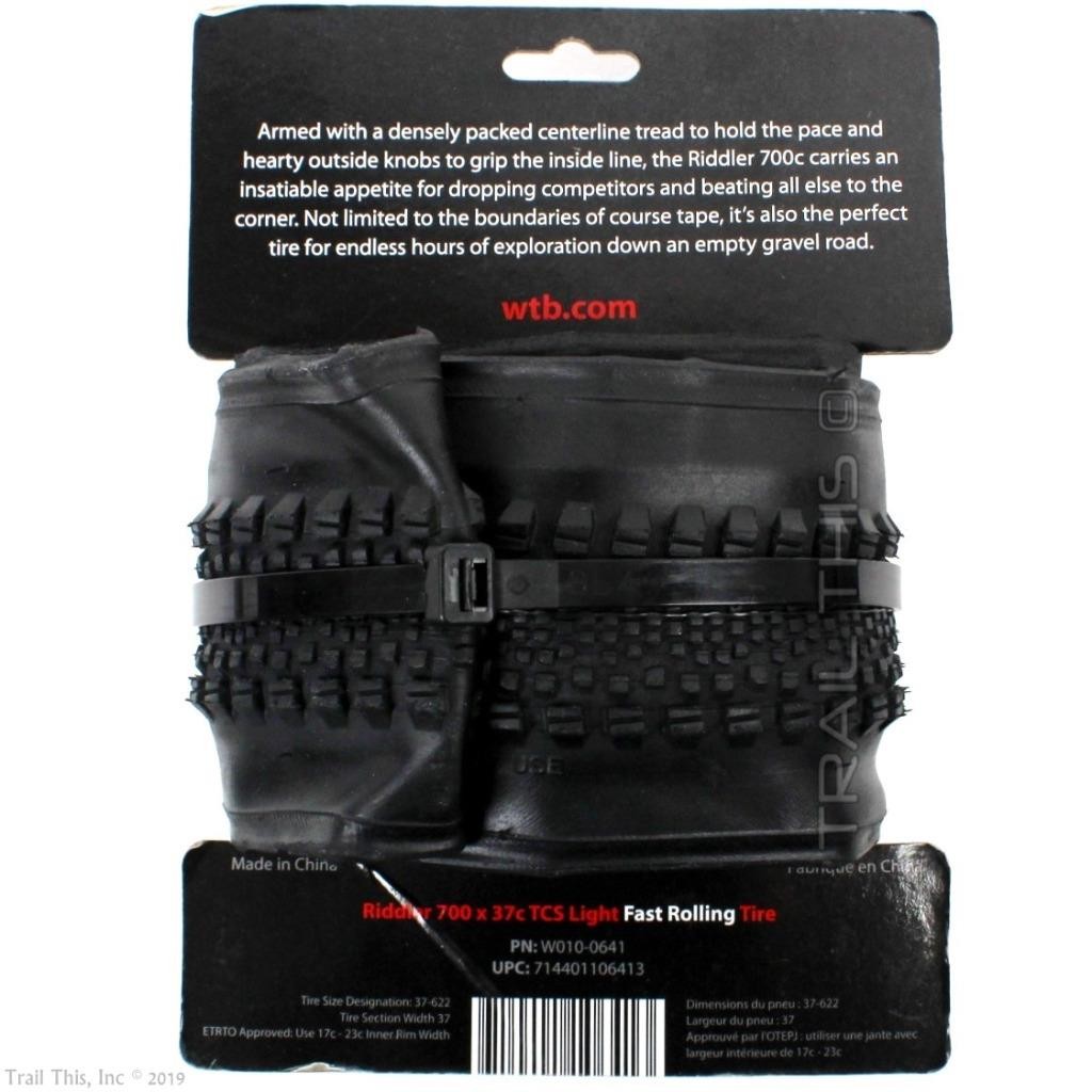WTB Riddler 700 x 37c TCS Gravel Bike Tire Lightweight Fast Rolling - Black