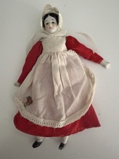 Vintage Porcelain China Head Doll Figurine Bonnet Apron Dress