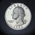 1994 S Silver Proof Washington Quarter - 90% Silver - Light Toning - Lot B