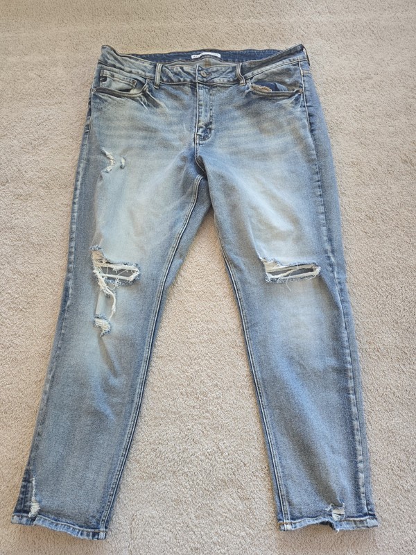 KanCan Jeans Womens 20 Blue Distressed Denim Mid Rise Straight