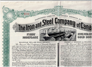 The Iron and Steel Co. of Canada 1903 $100 Gold Bond TOP uncancelled/ coupon