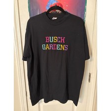 Vintage Busch Gardens Embroidered T-Shirt Black American Eagle USA Made XL 90s